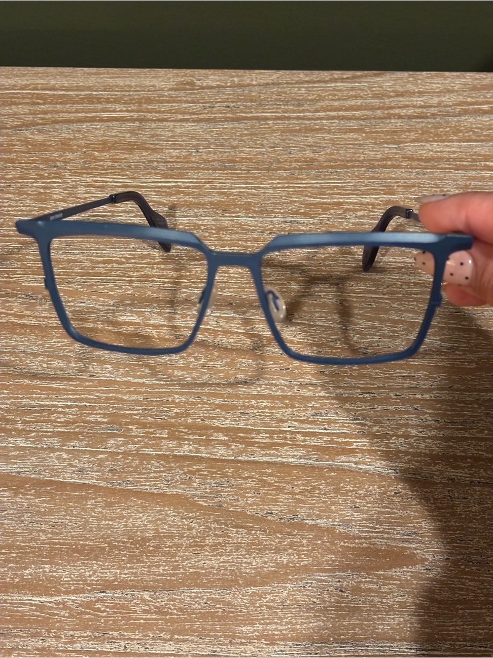 Blue Men's Square Titatium Frame Glasses
